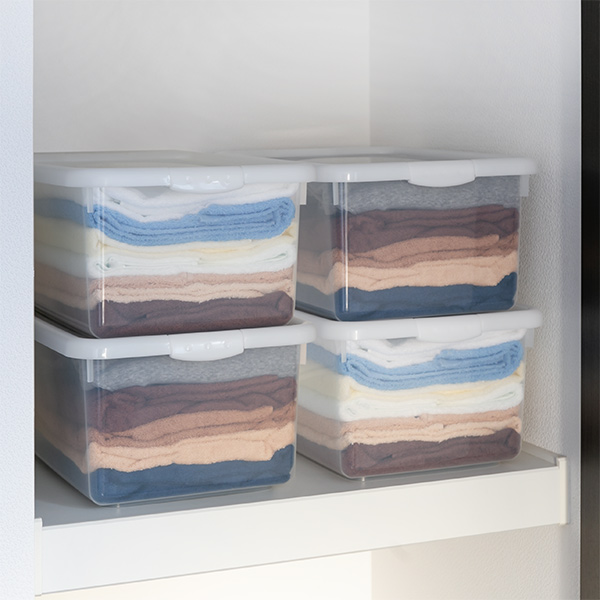 サンコープラスチック 収納ケース 幅35.9×奥行51.3×高さ23cm フタ付き