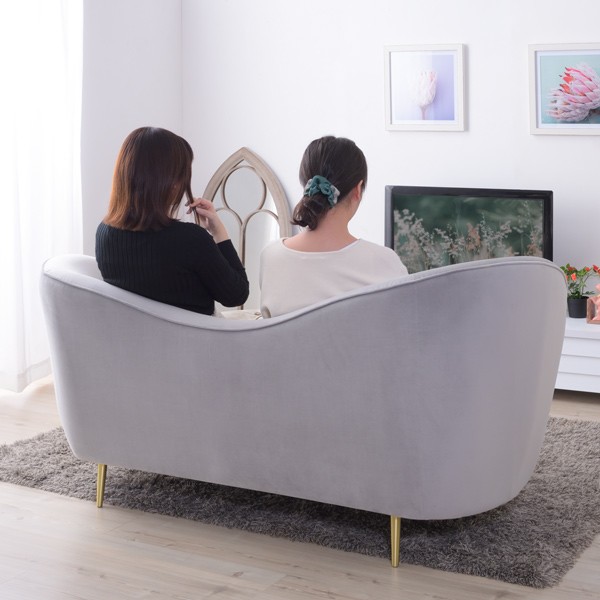 ソファ 幅162cm 2人掛 ベロア 2人用 ソファー クッション付き 布張り 