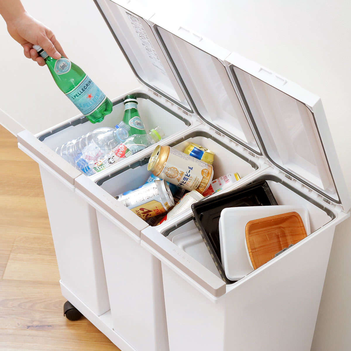 アスベル ゴミ箱 分別 3分別 20L 防臭 密閉 分別ゴミ箱 横型
