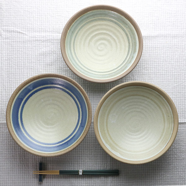 盛鉢 麺鉢 22cm つむぎ 皿 食器 和食器 陶器 日本製 同色3枚セット