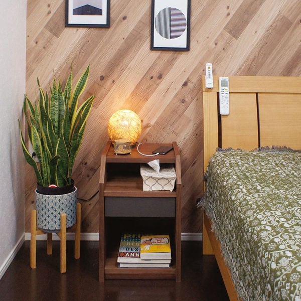 独創的 ナイトテーブル 背面収納付 Moos 幅35cm ウォールナット サイドテーブル 引き出し付 ソファサイドテーブル 無料長期保証 Kuljic Com