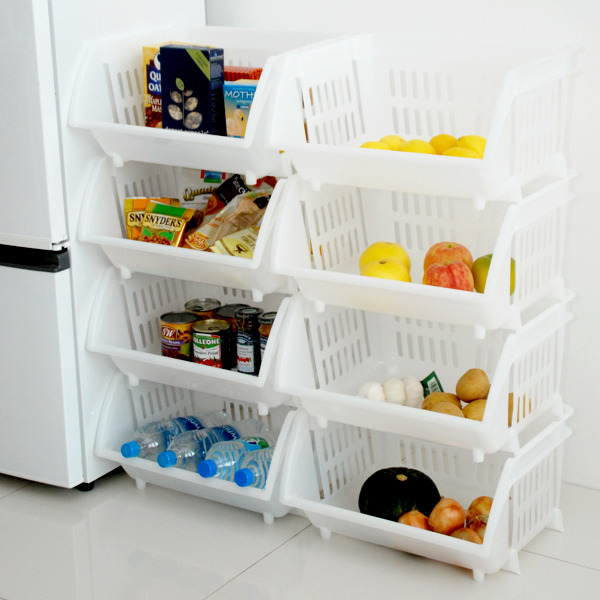 平和工業 キッチン収納 積み重ねバスケット 3個セット ストッカー