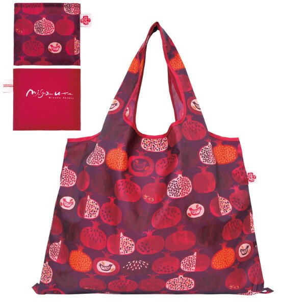 エコバッグ 折り畳み 2way ショッピングバッグ 金子みすゞ ざくろ （ 折りたたみ コンパクト マイバッグ お買い物バッグ レジ袋 サブバッグ ）