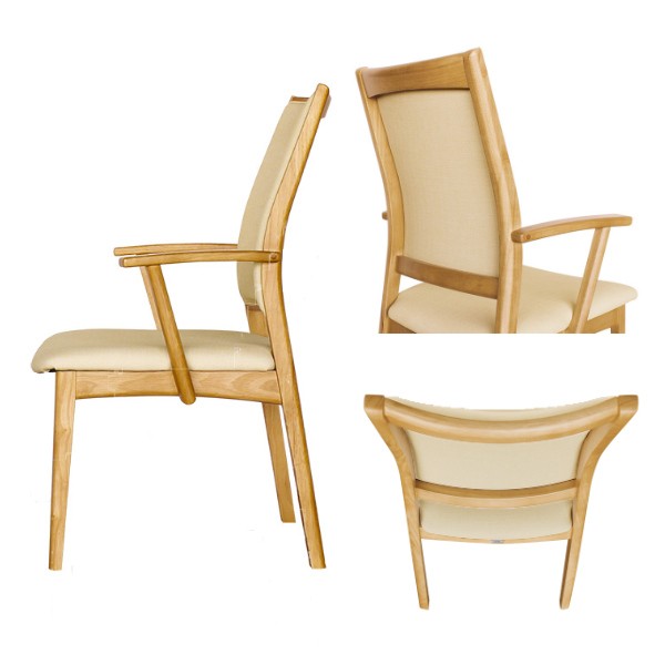 ①コア ダイニングチェア チェア イス アームチェア ダイニングチェア 座面高43cm 奥行58cm アームチェア 天然木 （ 開梱