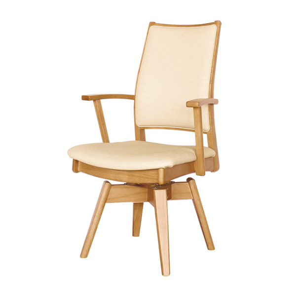 高級 オーク材 回転式アームチェア① ダイニングチェア 回転式 座面高43cm 奥行58cm アームチェア 天然木