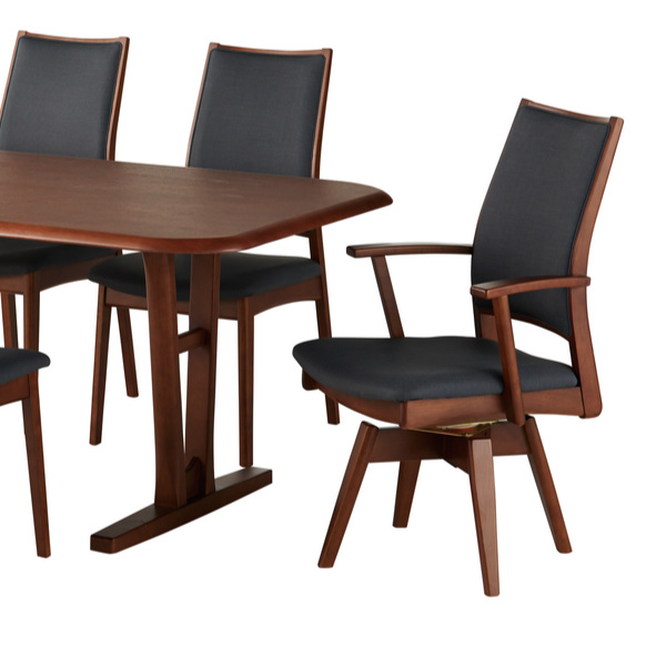 ダイニングチェア 回転式 座面高43cm 奥行58cm アームチェア 天然木