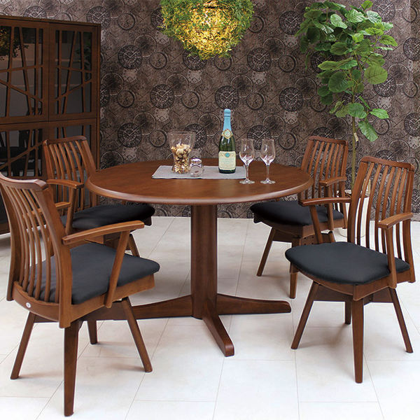 ダイニングチェア 回転式 座面高43cm 奥行53.5cm アームチェア 天然木