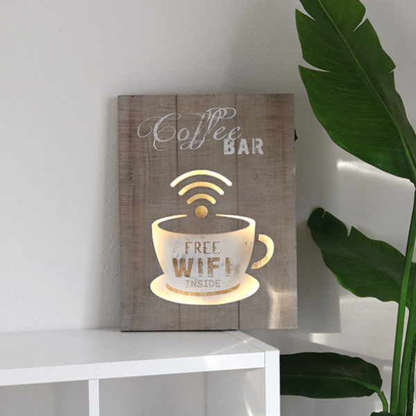 照明 ウェルカムボード LED サインボード 木製 カフェ （ メッセージ