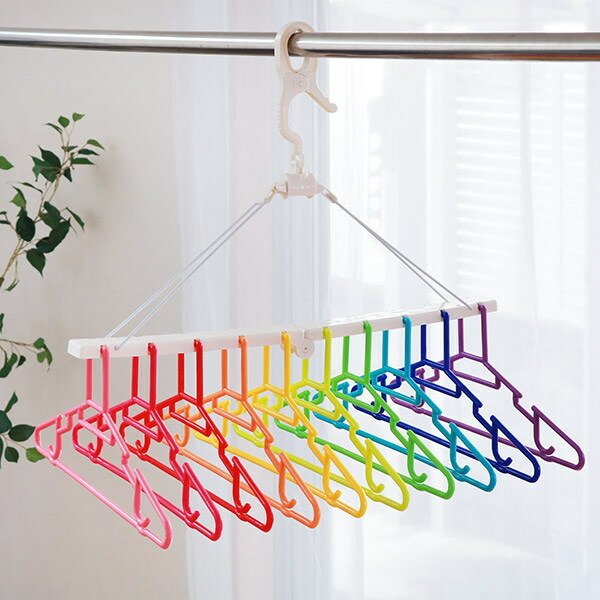 洗濯ハンガー 10連 SUNNY RAINBOW フォルダブルハンガー （ ハンガー 10連ハンガー 洗濯 物干しハンガー ）