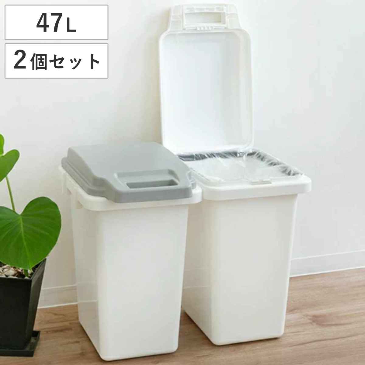 RISU（リス） ゴミ箱 47L 2個セット 抗菌 防臭 密閉 ふた付き ロック