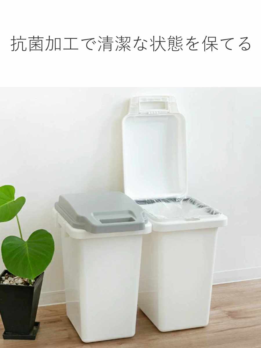 RISU（リス） ゴミ箱 47L 2個セット 抗菌 防臭 密閉 ふた付き ロック