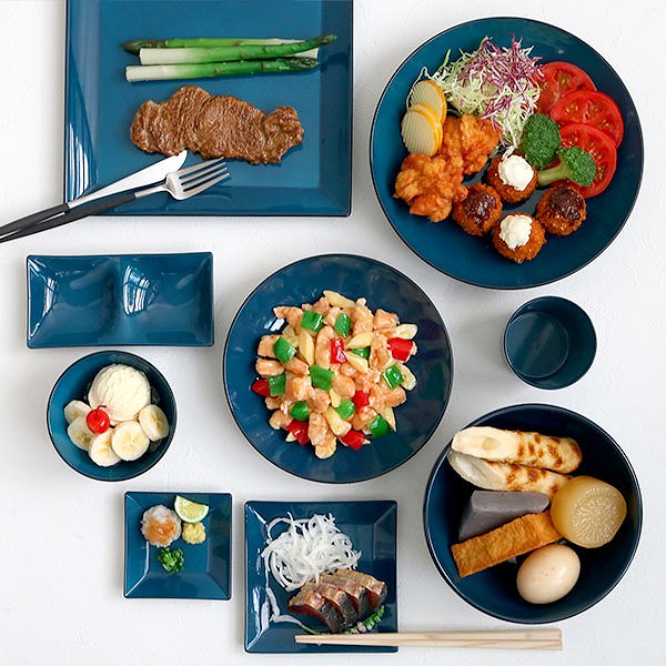 プレート 20cm 藍彩 プラスチック 皿 深皿 食器 山中塗り 日本製 同色5