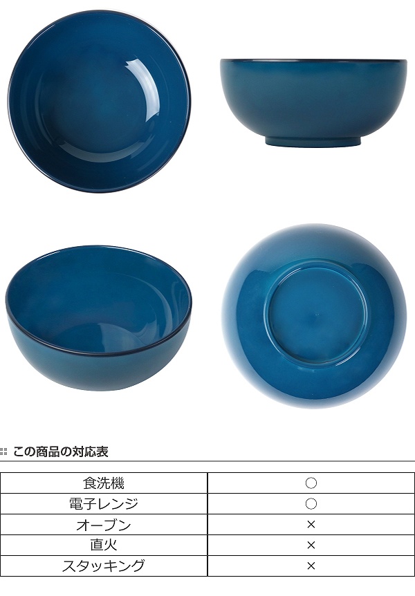 どんぶり 19cm 藍彩 プラスチック 麺鉢 皿 食器 山中塗り 日本製 （ 食