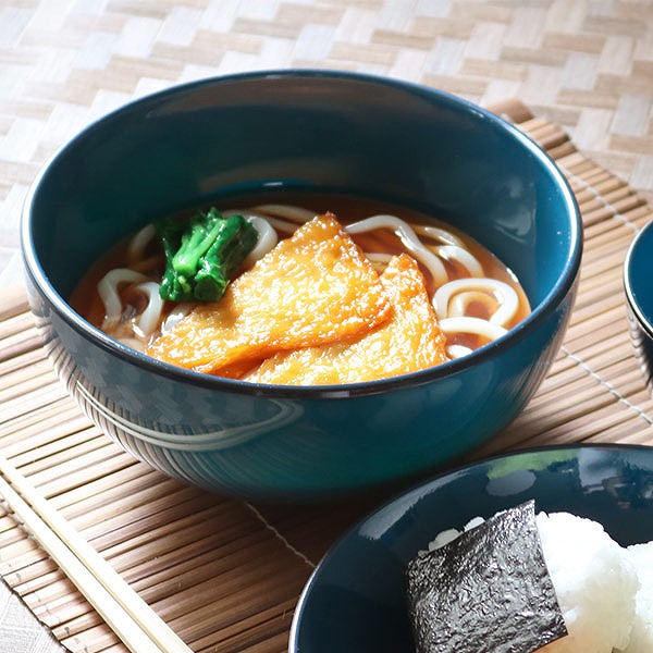 どんぶり 19cm 藍彩 プラスチック 麺鉢 皿 食器 山中塗り 日本製 （ 食