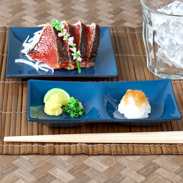 仕切り皿 17cm 藍彩 プラスチック ツープレート 皿 食器 山中塗り 日本