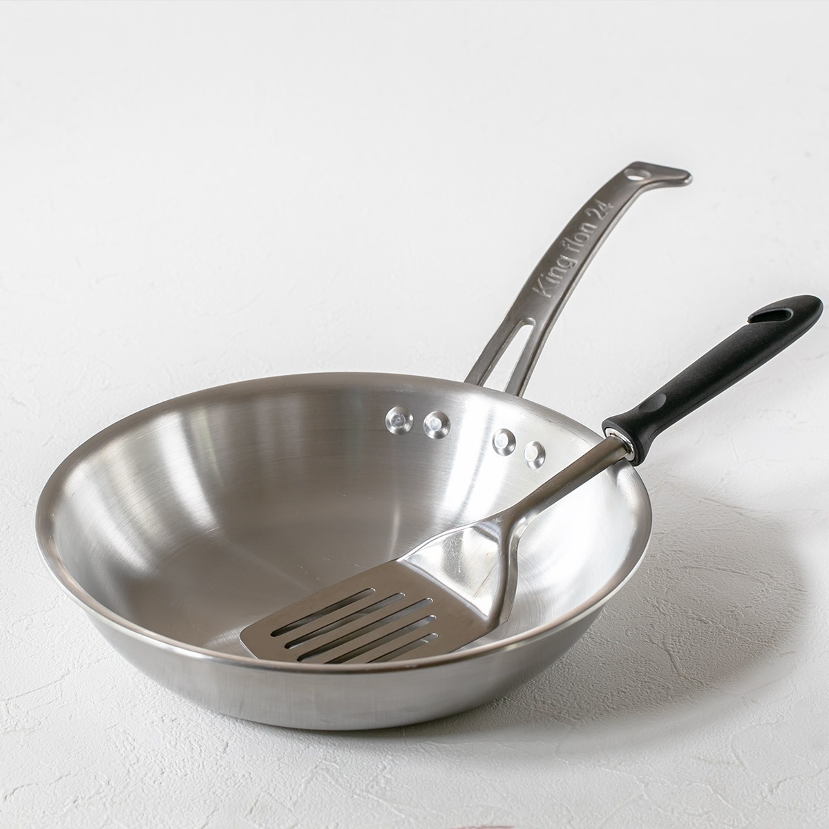 フライパン 24cm IH対応 浅型 ステンレス製 キングフロン ノーメイク