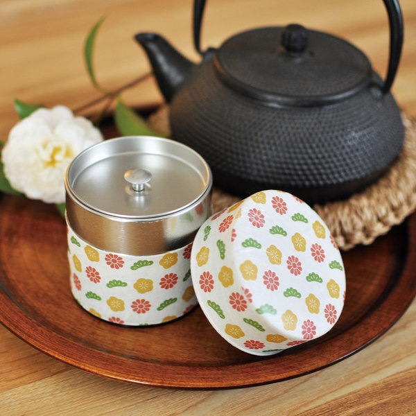 茶筒 はな 和柄 100ml ぽッ・かん 紙ごと S （ 茶缶 お茶缶 茶葉容器