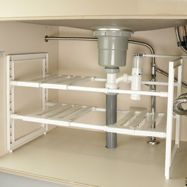 洗面所収納 伸縮 46〜73cm アレンジフリー 洗面台下スペースラック