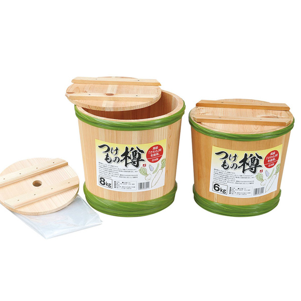 漬物ダル 6kg 木製 さわら 漬物桶 押しふた 袋付き （ つけもの樽 漬物