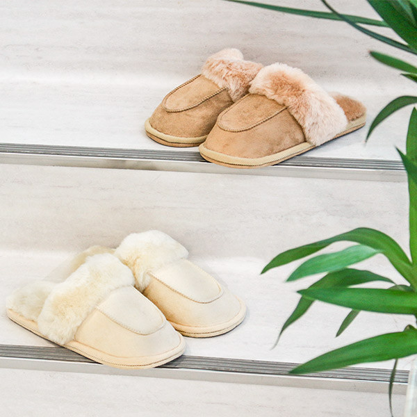 HAGiHARA（萩原） スリッパ ムートン 羊毛皮 天然 冬 （ ムートン