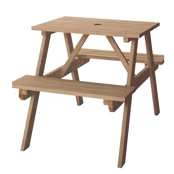 ガーデンテーブル テーブル&ベンチ W75 （ ガーデンチェア ガーデンセット ウッドテーブル ウッドチェア ）｜livingut｜02