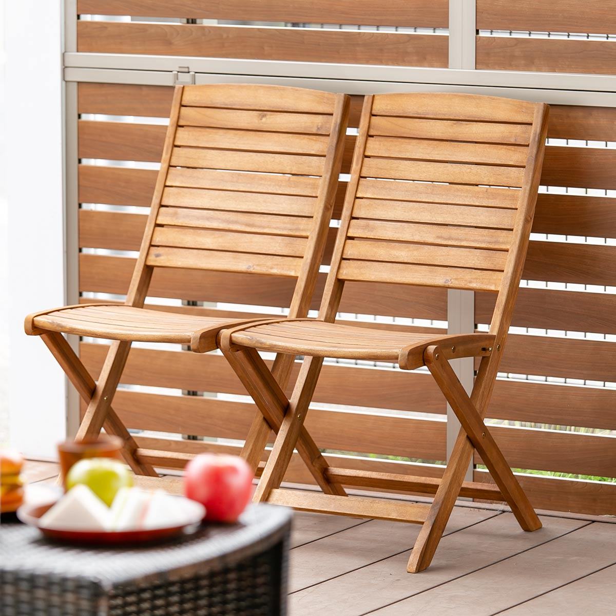 折りたたみウッドチェアー２脚セット ガーデンチェア 折りたたみ 2脚セット ニノ 折りたたみチェア ガーデン