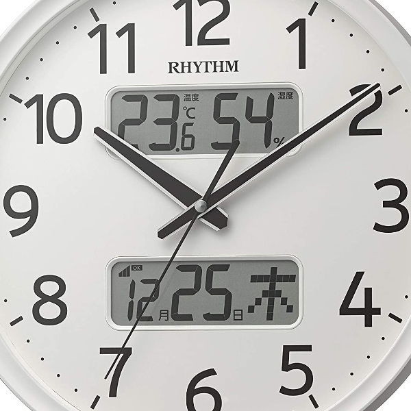 掛け時計 電波時計 温湿度計 カレンダー付き フィットウェーブ