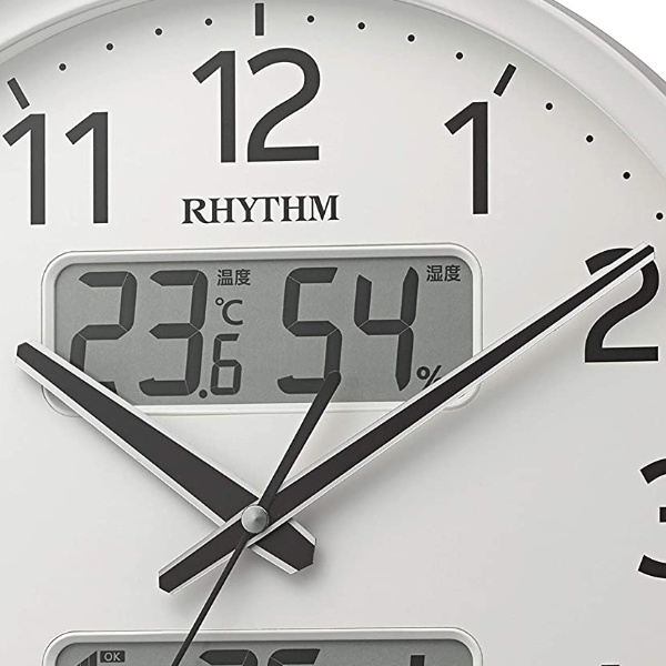 掛け時計 電波時計 温湿度計 カレンダー付き フィットウェーブ