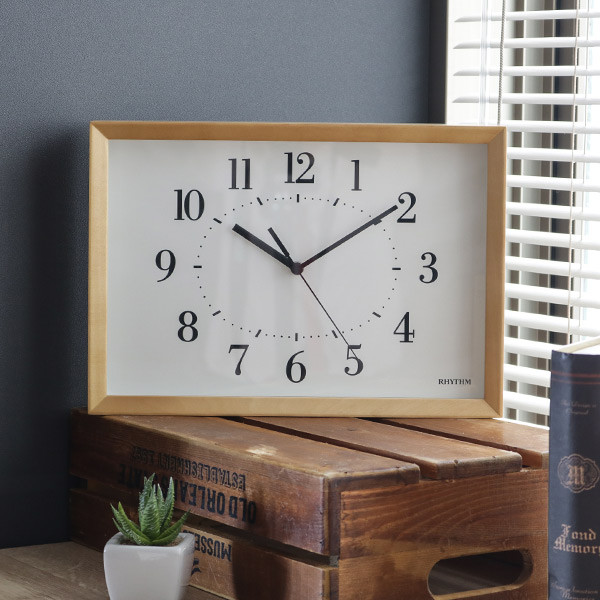 RHYTHM 掛け時計 電波時計 掛置兼用タイプ A Series A4 木枠 置き時計