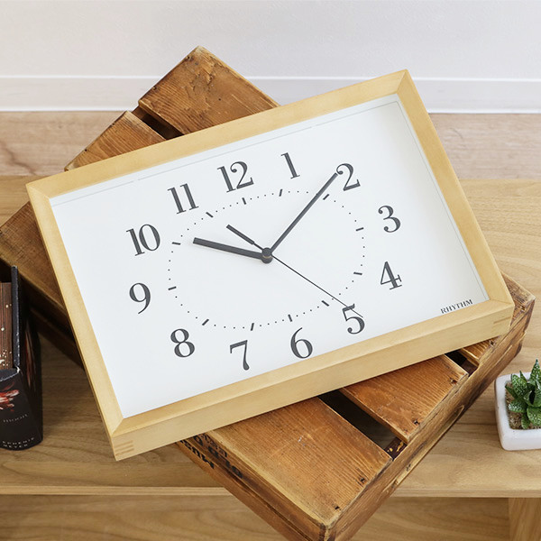 RHYTHM 掛け時計 電波時計 掛置兼用タイプ A Series A4 木枠 置き時計