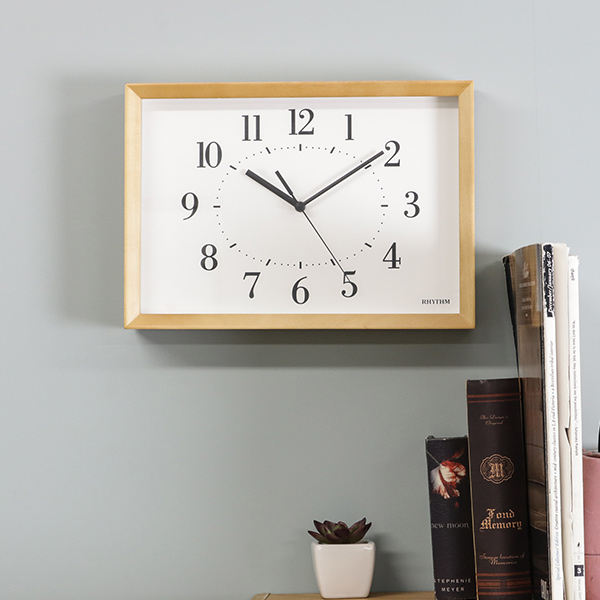 RHYTHM 掛け時計 電波時計 掛置兼用タイプ A Series A4 木枠 置き時計