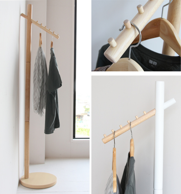 ハンガーラック 斜め掛け 天然木 Crane 高さ144cm （ コートハンガー