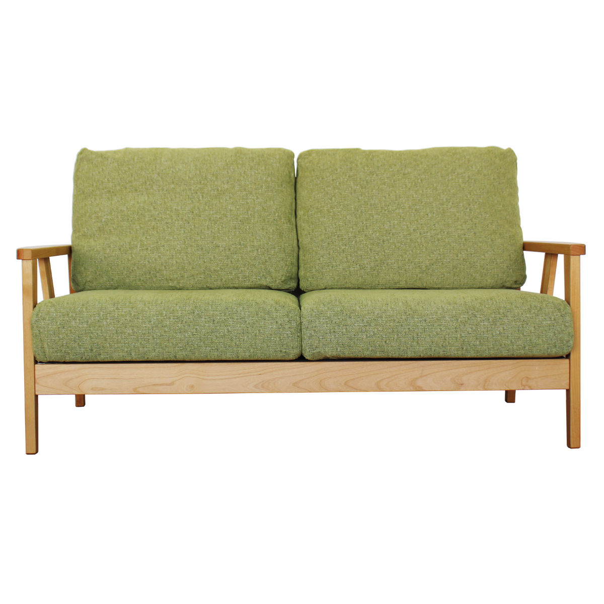 ソファ 2人掛け 2.5人掛け 幅155cm 布張り ナチュラル色フレーム （ 開