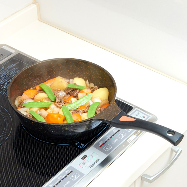 マル球産業　2点フライヤー　IH対応　ゴールド アイメディア フライパン 24cm 深型 IH対応 ゴールドマーブル （ ガス