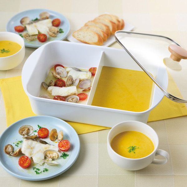 和平フレイズ 両手鍋 IH対応 21×29cm 仕切り付き セラミック加工