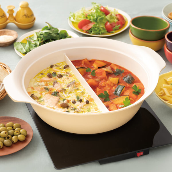 和平フレイズ 両手鍋 30cm IH対応 仕切り付き ベジート・プラスオン 二