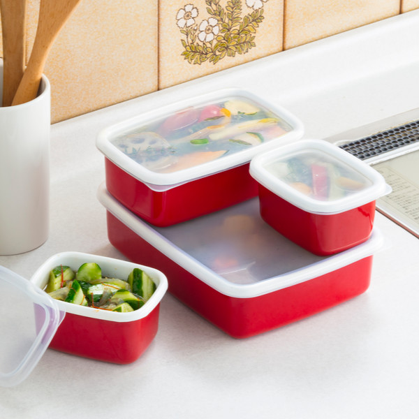 高木金属工業 保存容器 350ml ホーロー スタッキングできる 角型 S