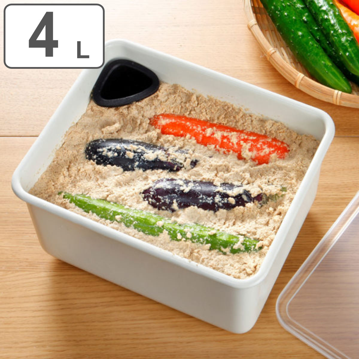 高木金属工業 漬物容器 ホーロー製 鉄製水取り付き ホーローぬか漬け