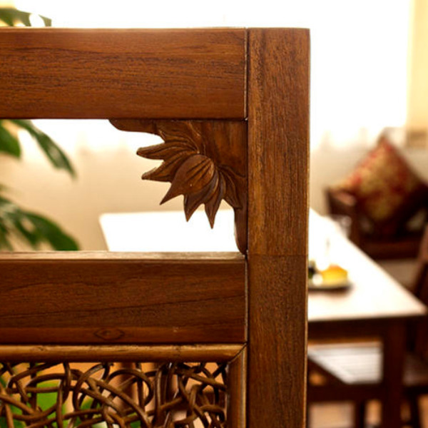 籐 スクリーン 3連 アジアンテイスト チーク材フレーム 高さ160cm