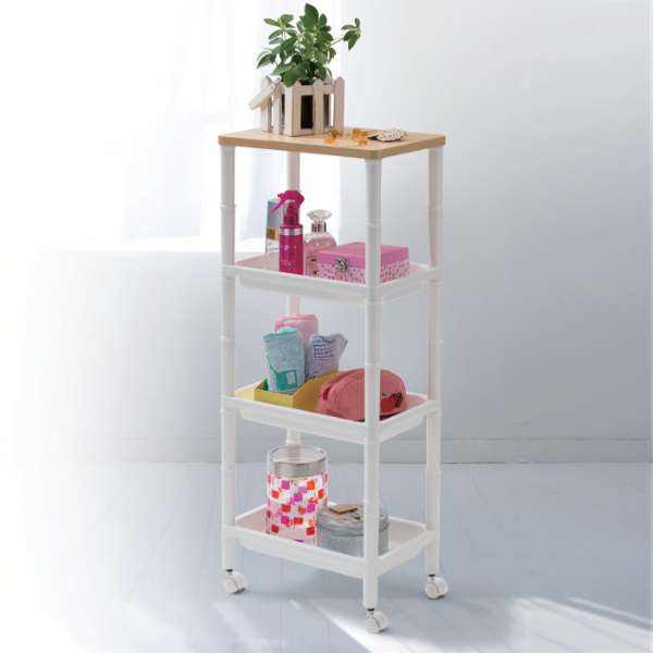 キッチンワゴン 4段 高さ調整可能 ミニラック 幅34cm 奥行22cm 高さ