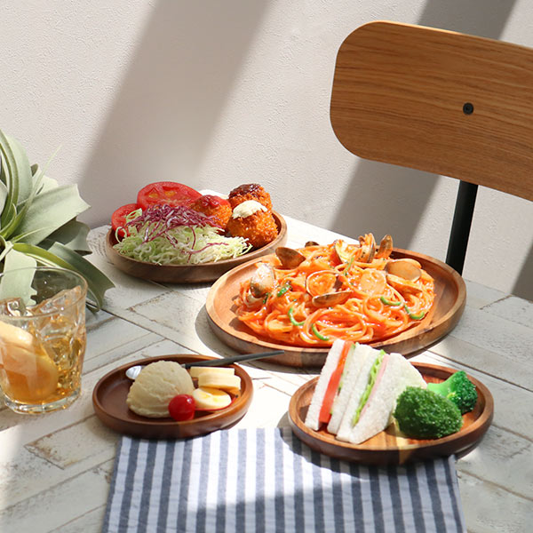プレート 13cm S ラウンド カフェ 皿 食器 木製食器 天然木 （ 木製