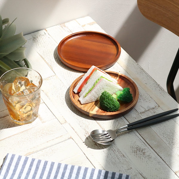 プレート 15cm M ラウンド カフェ 皿 食器 木製食器 天然木 （ 木製 中