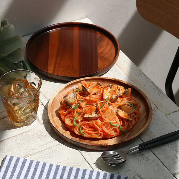 プレート 22cm XL ラウンド カフェ 皿 食器 木製食器 天然木 （ 木製