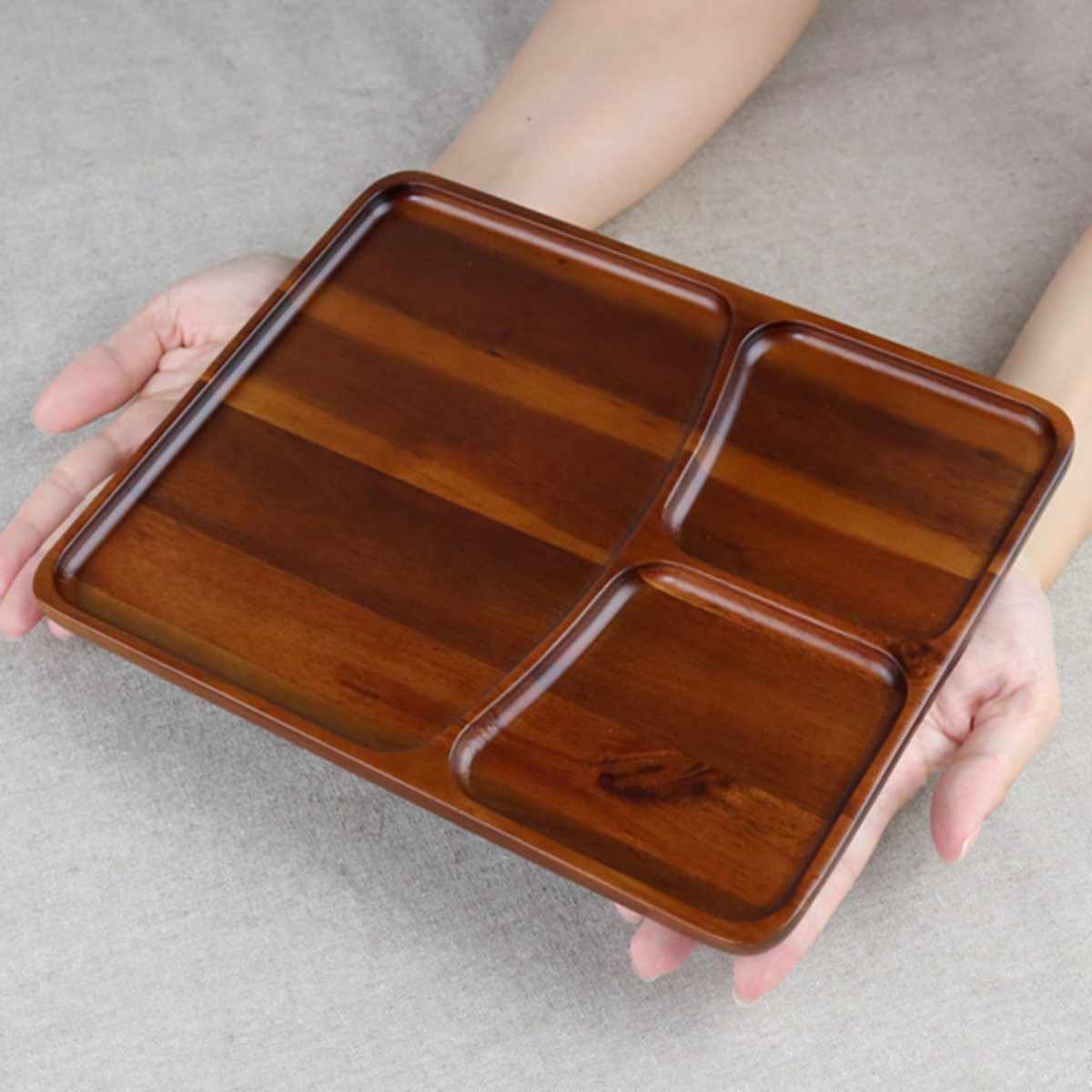 ランチプレート 25cm スクエア カフェ 皿 食器 木製食器 天然木
