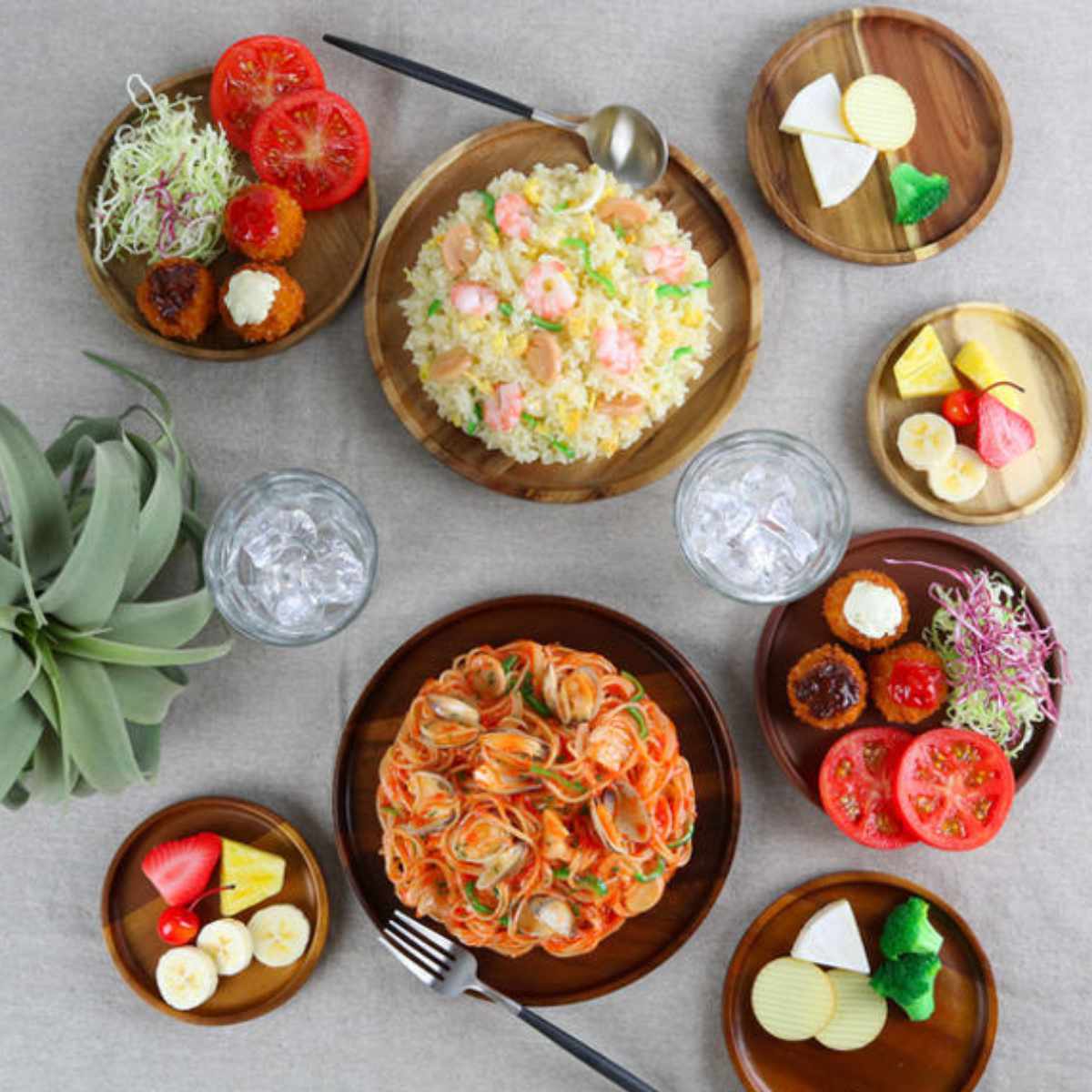 ランチプレート 25cm スクエア カフェ 皿 食器 木製食器 天然木