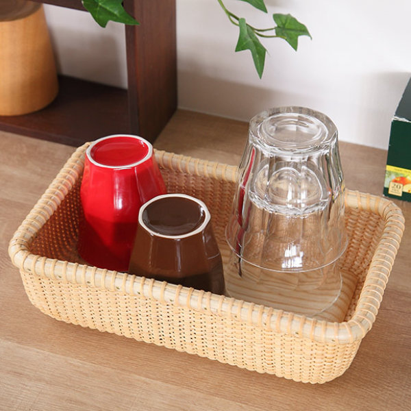 ちどり産業 ナンタケットバスケット 幅27×奥行17×高さ7cm 籐 ラタン
