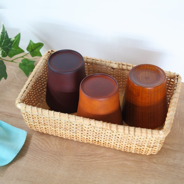 ちどり産業 バスケット 幅26×奥行17×高さ7cm 籐 ラタン ナンタケット風