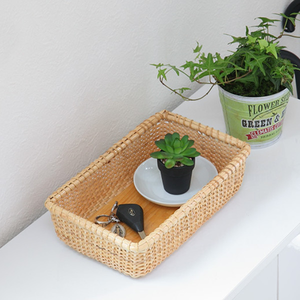 ちどり産業 バスケット 幅26×奥行17×高さ7cm 籐 ラタン ナンタケット風