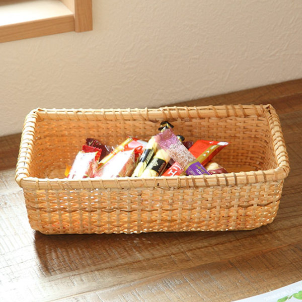 ちどり産業 バスケット 幅26×奥行17×高さ7cm 籐 ラタン ナンタケット風