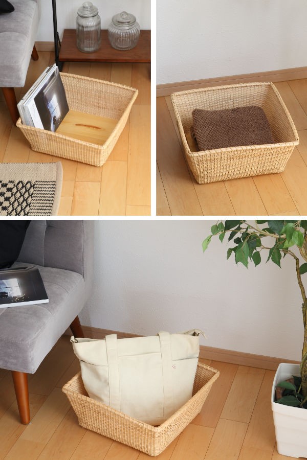 ちどり産業 バスケット 幅38.5×奥行38.5×高さ17.5cm 籐 ラタン